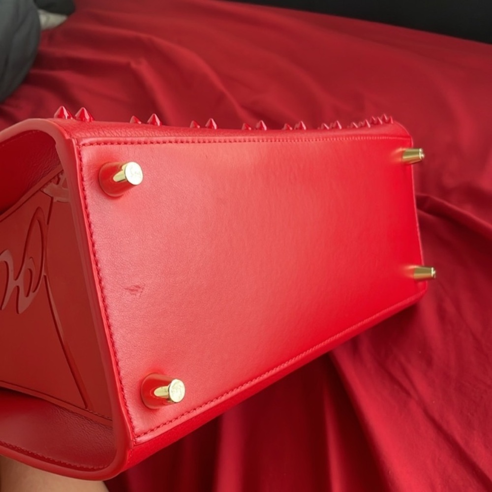 Christian Louboutin Red Calf Leather Paloma Loubinhesky Medium Top Handle Bag - Picture 15 of 15